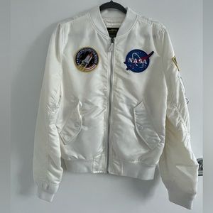 White alpha industries bomber jacket
